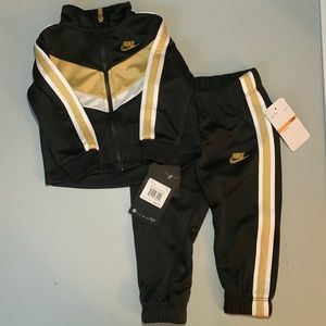 12 months- 2PC Black, Gold, and White Nike outfit